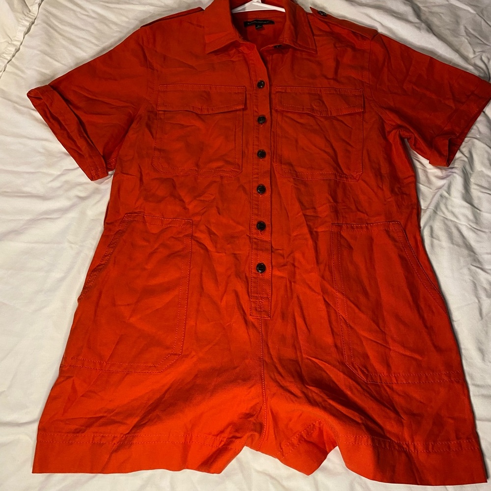 *Flawless* Red Button Down Shorts Romper - Banana Republic M W/O Belt